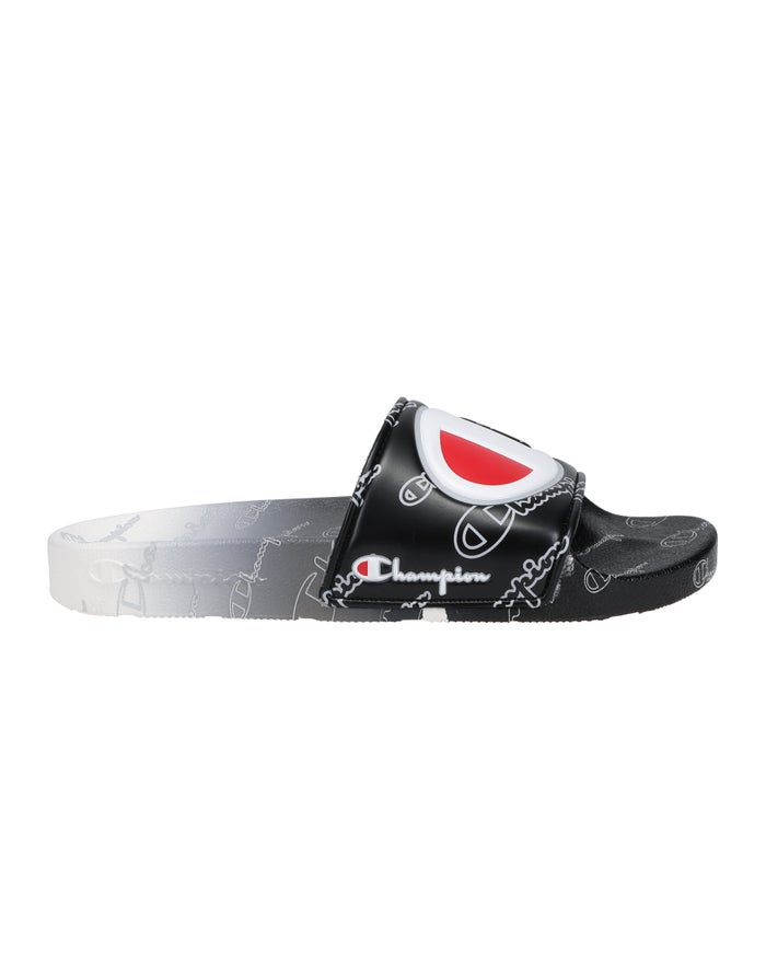 Champion Womens Slides NZ - Ipo Fade Black/White ( 9748-GWYIQ )